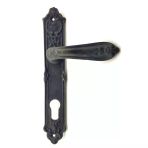 Antika Tarz Dekoratif Pirinç Çiçekli Oda Kapı Kolu - 240X40 Mm, Oksit Vitrin