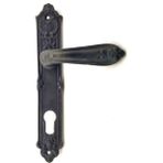Antika Tarz Dekoratif Pirinç Çiçekli Yale Kapı Kolu - 240X40 Mm, Oksit - 1 Adet