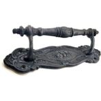 Antika Tarz Dekoratif Pirinç Çiçekli Yan Çekme Kapı Kolu - 240X62 Mm, Oksit - 240 x 62 mm