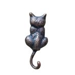 Antika Tarz Dekoratif Pirinç Kedi Sırt Kapı Tokmağı, Taktak - 160X65Mm, Oksit - Lisinya