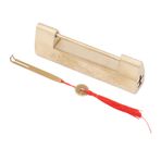 Antika tarzı Çin pirinç asma kilit, hayırlı balık desenli mücevher kutuları ve dolaplar için Dekoratif Kilit Premium pirinç malzeme boyutu 9.7x3.2x1.9cm (Pirinç rengi)