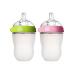 Antikolik Silikon Biberon 2'li 250 ML Yeşil - Pembe