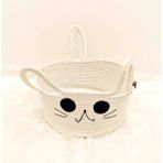 Antioch Art and Design Kedi Sepeti Büyük Boy Kedi Yatağı Kedi Evi Yıkanabilir Kaliteli Kordon Ip 30 cm Kırık Beyaz