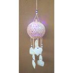 Antioch Art Design LED Işıklı Beyaz Dekoratif Deniz Kabuklu 73 cm Hasır Rüzgar Çanı Duvar Bahçe Balkon Süsü