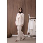 Antioch Bej 100% Keten Kadın Blazer Ceket - 36