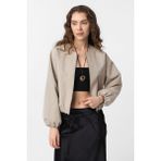 Antioch Bej Crop Kadın Bomber Mont - L