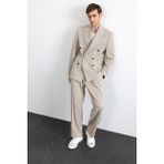 Antioch Bej Relax Fit Kruvaze Erkek Blazer Ceket - S