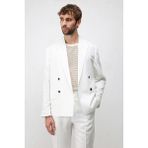 Antioch Beyaz Relax Fit Keten Karışımlı Erkek Blazer Ceket