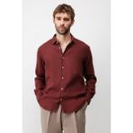 Antioch Bordo 100% Keten Relax Fit Erkek Gömlek - S