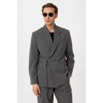 Antioch Gri Kuşaklı Relax Fit Erkek Blazer Ceket - S