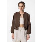 Antioch Kahve Crop Kadın Bomber Mont - S