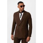 Antioch Kahve Kruvaze Kapama Astarsız Erkek Blazer Ceket - 2XL