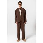 Antioch Kahve Oversize Erkek Blazer Ceket Astarsız İnce Dokuma Özellikleriyle M