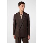 Antioch Kahve Relax Fit Keten Karışımlı Erkek Blazer Ceket