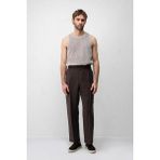 Antioch Koyu Kahve Lyocell Relaxed Fit Pileli Erkek Pantolon - M