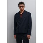Antioch Lacivert Kruvaze Relax Crop Fit Blazer Ceket - XL