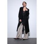 Antioch Siyah Kadın Kemerli Kruvaze Kaban - XL