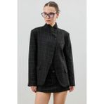 Antioch Siyah Kareli Dik Yaka Kadın Blazer Ceket - M