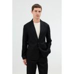 Antioch Siyah Keten Karışımlı Erkek Blazer Ceket - XL