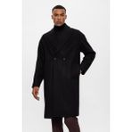 Antioch Siyah Kruvaze Kapama Oversize Erkek Kaban - XL