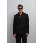 Antioch Siyah Relax Fit Kruvaze Erkek Blazer Ceket - M