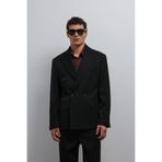 Antioch Siyah Relax Fit Kruvaze Erkek Blazer Ceket