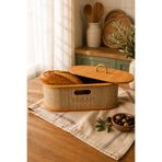 ANTİOCHİA HOME Oval Ahşap Açık Meşe Renkli Ekmek Sepeti/Saklama Kutusu(30*15*10)