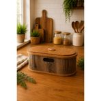 ANTİOCHİA HOME Oval Ahşap Koyu Kahverengi Renkli Ekmek Sepeti/Saklama Kutusu(30*15*10)