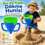 Antiola Kum ve Su Dökme Hunisi 3+ Yaş Plaj Oyuncağı | Stem Eğitici Kum Kalesi Yapma Oyuncağı - Mavi - Yeşil