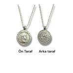 Antoninus Figürlü Roma Antik Para Sikke Kolye – Çift Taraflı – 1 Adet – 60 Cm Zincirli Metal Kolye
