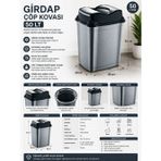 Antrasait Girdap Çöp Kovası 50 Lt. 48X30x62 Cm
