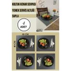 Antrasit (4 Adet) Çok Amaçlı Koltuk Kenar Sehpası, Supla, Yemek Servis Altlığı - 45 x 40 cm