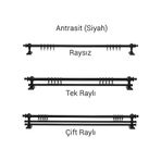Antrasit Ahşap Rustik Perde Askısı - Raylı Rustik Borusu