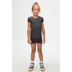 Antrasit Basic Kız Çocuk Sıfır Yaka Karpuz Kol Tişört - 13 Yaş
