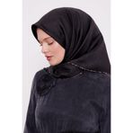 Antrasit Benekli Twill İpek Eşarp