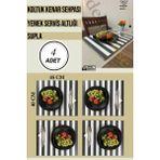 Antrasit-Beyaz (4 Adet) Çok Amaçlı Koltuk Kenar Sehpası, Supla, Yemek Servis Altlığı - 45 x 40 cm - Beyaz - Gri