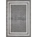 Antrasit Geometrik Pamuk Makinada Yıkanabilir Kaymaz Taban Dijital Makine Baskı Salon Halı-I-Gm_Blackbrown-11297A-300x400