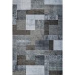 Antrasit Geometrik Pamuk Makinada Yıkanabilir Kaymaz Taban Dijital Makine Baskı Salon Halı-I-Gm_Ecosycle-11456M-300x400