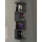 Antrasit Mdf Zigzag Köşe Duvar Rafı / Kitaplık