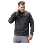 Antrasit Melanj Kanguru Cep Standart Kalıp Kapüşonlu Erkek Sweatshirt - 87883 XL Antrasıt Melanj