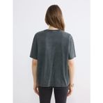 Antrasit Paris Baskılı Taşlı Oversize Kadın Tişört