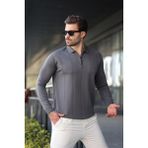 Antrasit Polo Yaka Fermuarlı Erkek Kazak E7427 - 2XL