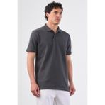 Antrasit Polo Yaka Pamuklu Düz Renk Slim Fit Erkek T-shirt - XL