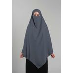 Antrasit Pratik Hazır Geçmeli Tesettür Eşarp Krep Bağcıklı Çift Katlı Sufle Hijab 2314_25