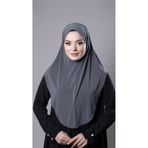 Antrasit Pratik Hazır Geçmeli Tesettür Eşarp Sandy Kumaş Düz Hijab 2308_25