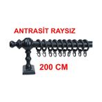Antrasit Raysız Ahşap Rustik Perde Askısı Rustik Borusu 200 Cm