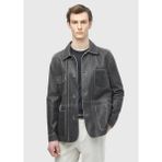 Antrasit Regular Fit Gömlek Yaka Casual Deri Deri Mont - XL