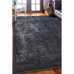 Antrasit Rengi Vintage Bambu Altı Kaymaz Makine Dokuma Halı 80 X 150