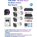 Anunnaki 4'lü 5mp Ip Kamera Güvenlik Sistemi Seti Poe - Ses Kayıtlı - Gece Görüşlü - Hikvision Nvr Full Set - 4TB Skyhawk Harddisk (60 Gün Kayıt)