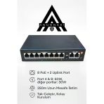 Anunnaki An1028mn 8 Port Poe Switch | 120W | 2 Uplink | 250M Extend | Ip Kamera Uyumlu Aı Watchdog